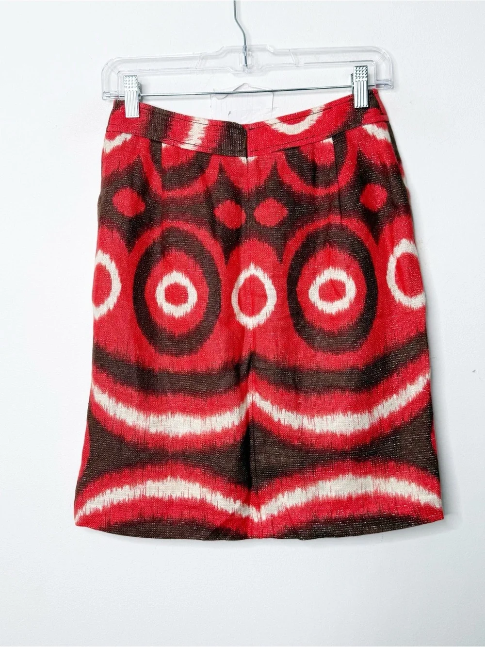 TORY BURCH | Pleated Linen Metallic Thread Abstract Patterned A-Line Skirt Sz. 6